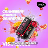 Vozol Disposable Vista 20000 Puffs Cranberry Mango Grapefruit - فوزول فيستا ديسبوزابل جريب فروت مانجو توت احمر ساقع